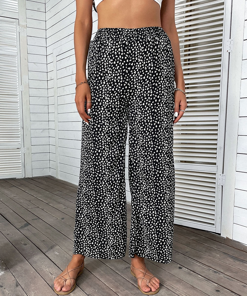 Leopard Print Wide Leg Pants