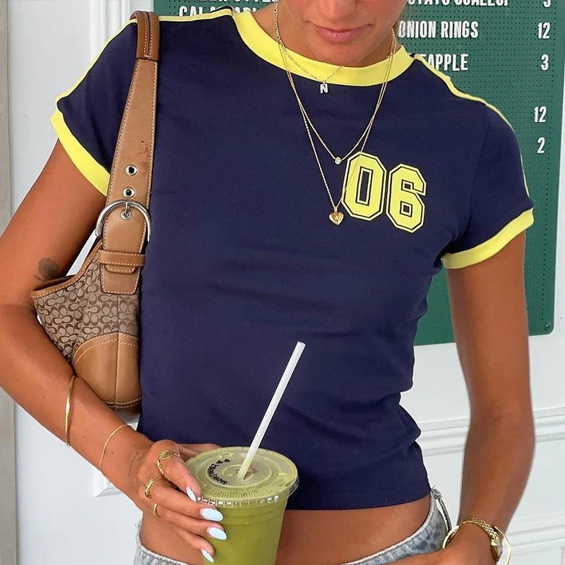 Digital Pattern Print Slim Fit Crop Top