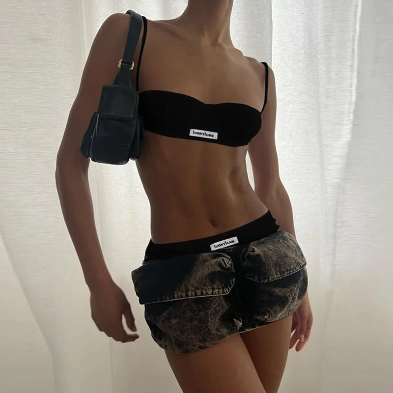 Beach Style White Two Piece Cami Top