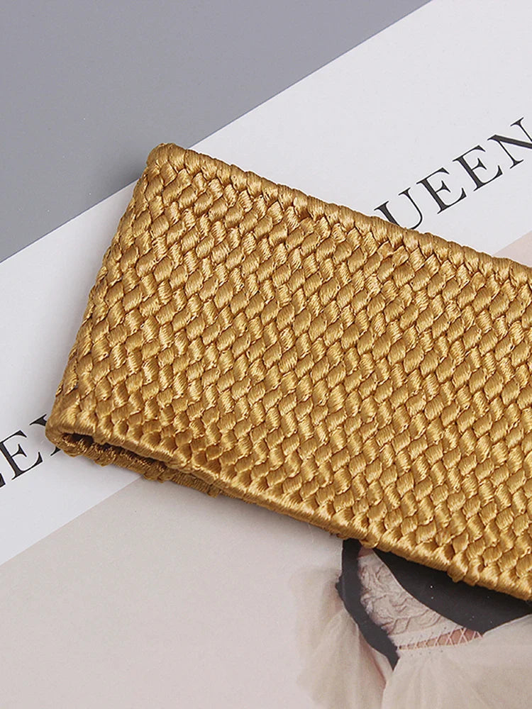 Vintage Square Buckle Woven Metallic Belts