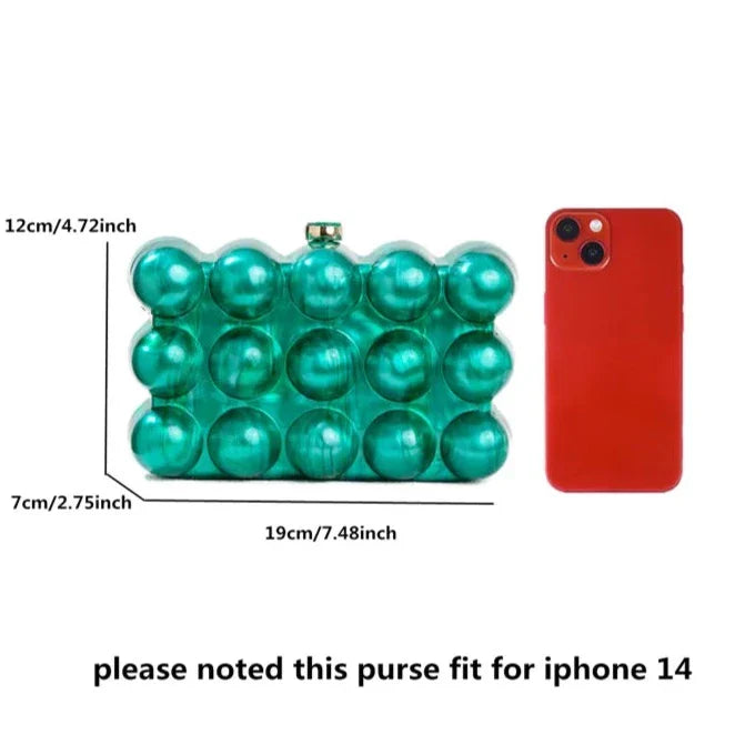 Seona Acrylic Pearly Bubble Evening Clutch Bag
