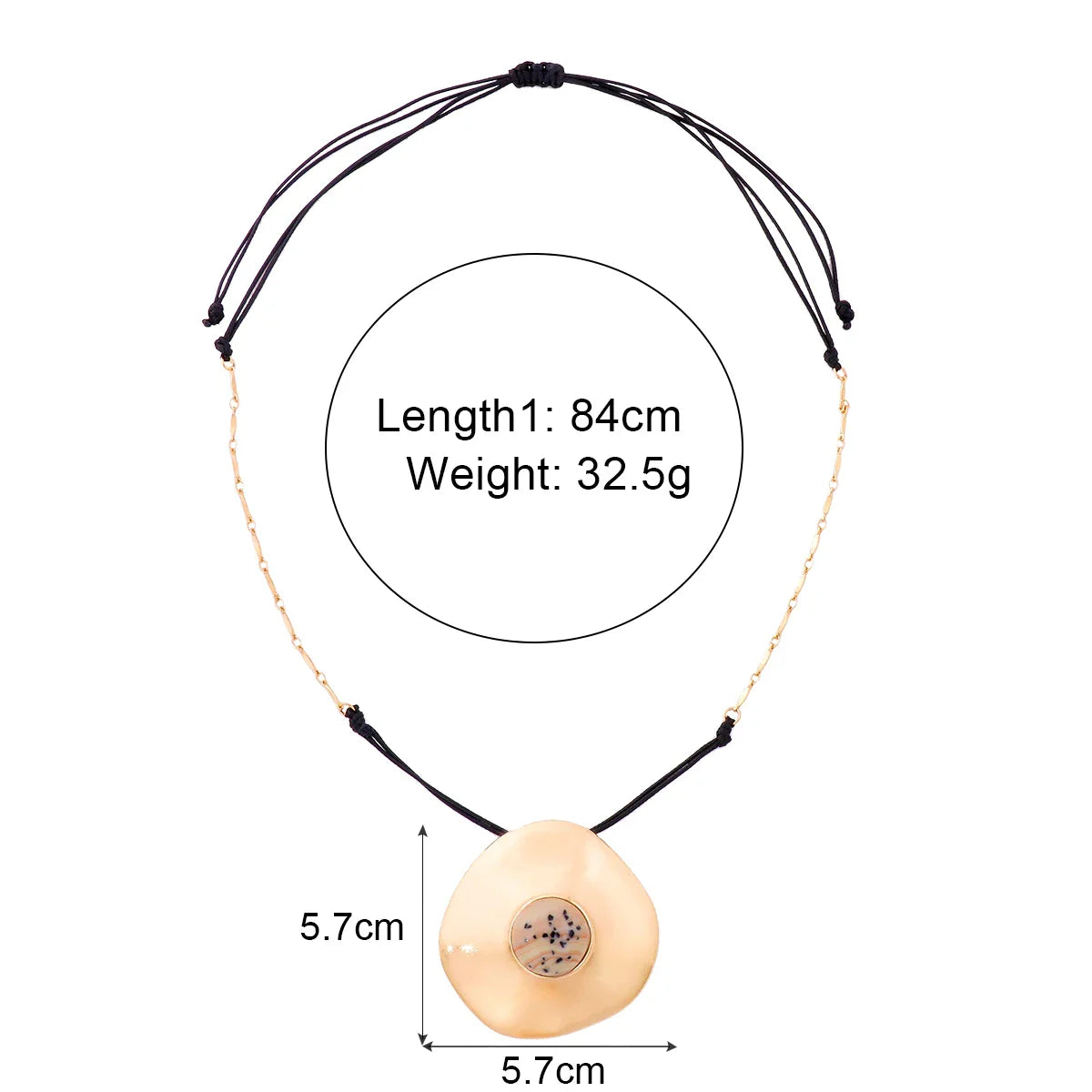 Hanna Big Metal Pendant Long Necklace