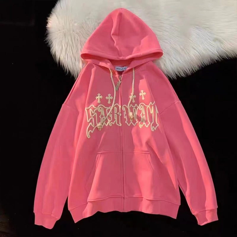 Vintage Goth Embroidery Hoodie