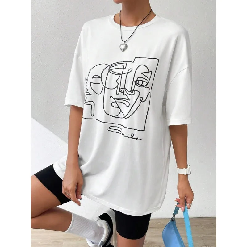Abstract Line Graphic Cotton T-shirt