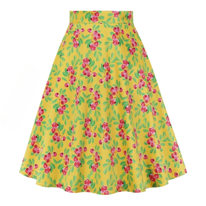 Marietta Retro Prints Flare Midi Skirts