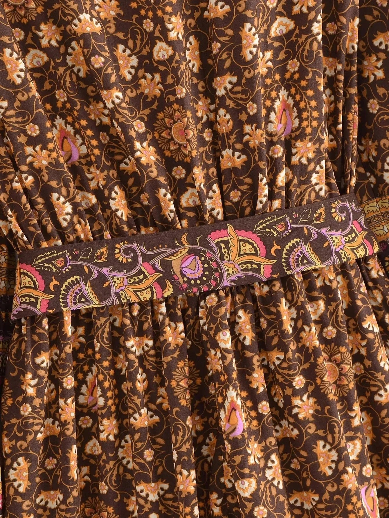 Bodil Bohemian Vintage Brown Floral Romper