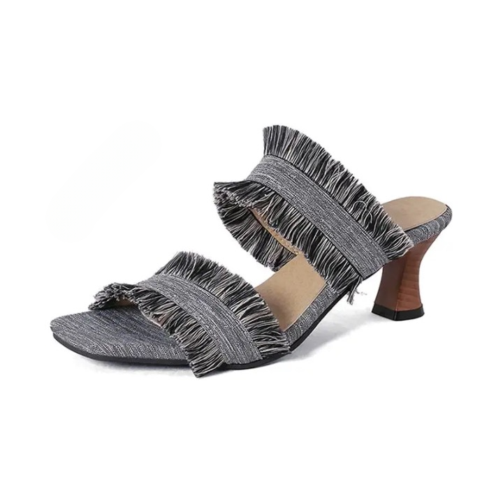 Sienna Tassel Fringe Mule Sandals