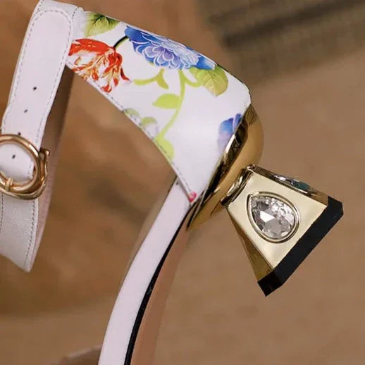 Rosita Flower Ankle Strap Pumps