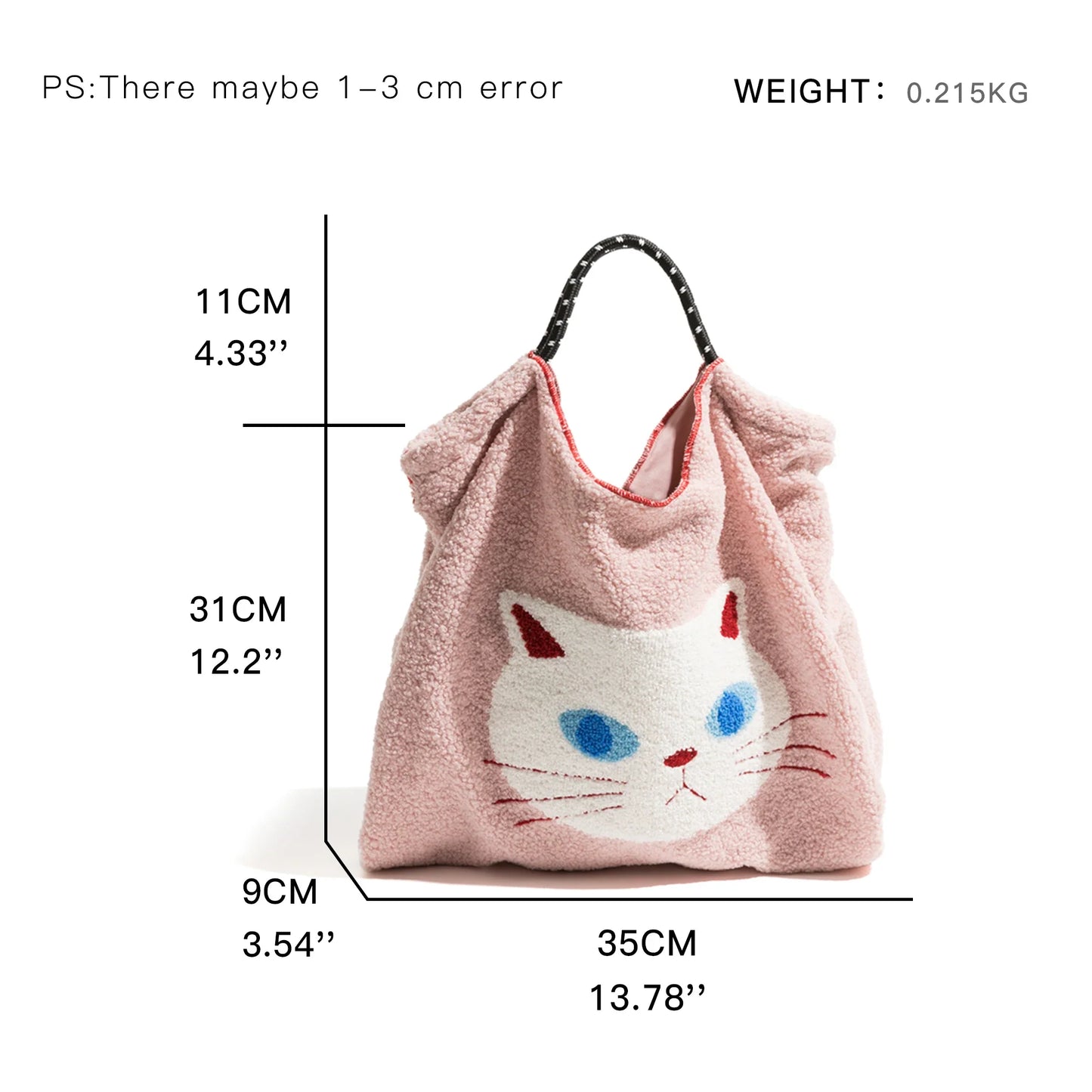 Cat Cartoon Fleece Fur Totes