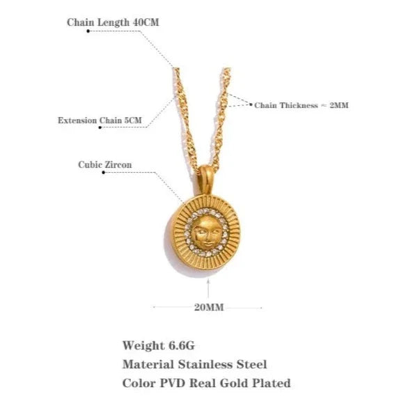Golden Soleil CZ Medallion Necklace