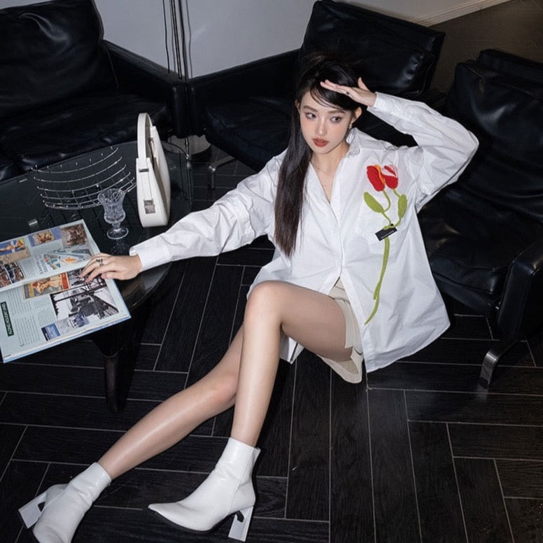 Sachi 3D Flower Embroidery Shirt