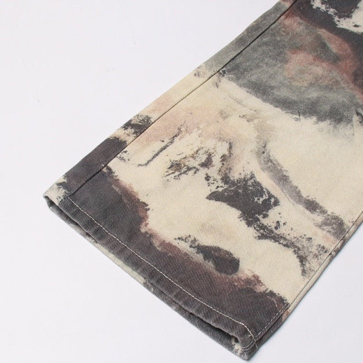 Sahara Vintage Art Prints Wide Leg Jeans