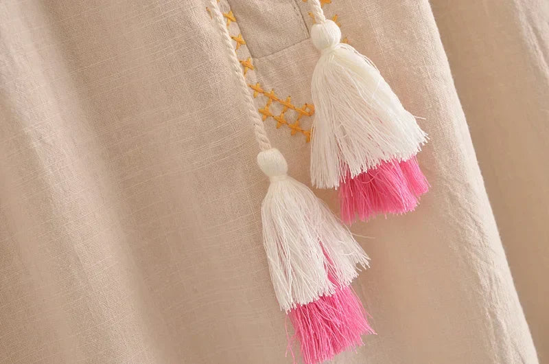 Rosalie Floral Embroidery Mini Folk Dress