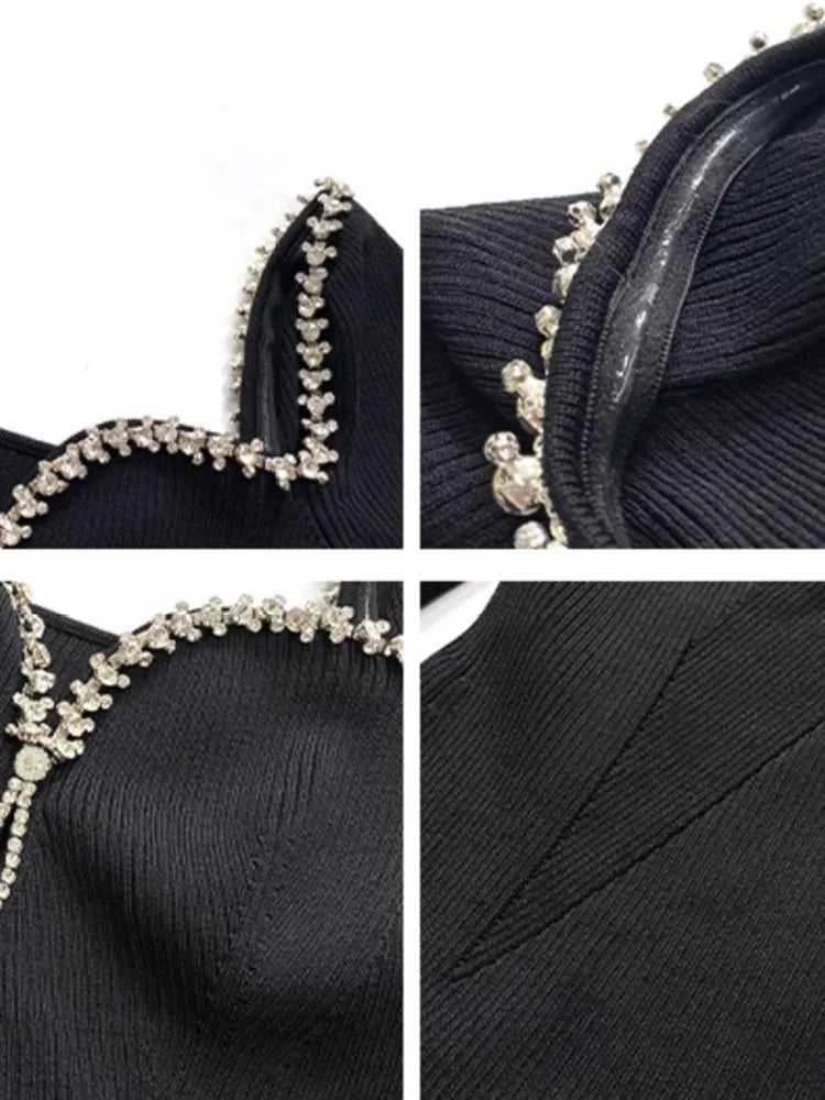 Suria Rhinestone Neckline Mini Dresses