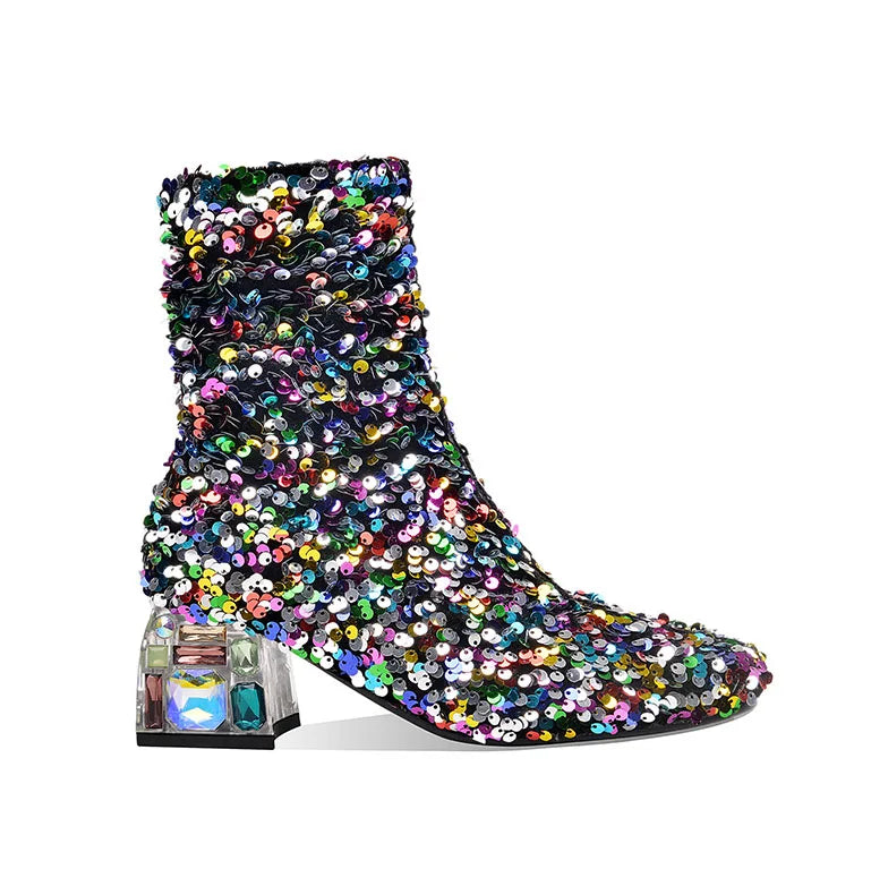Liosa Colorful Sequin Ankle Boots