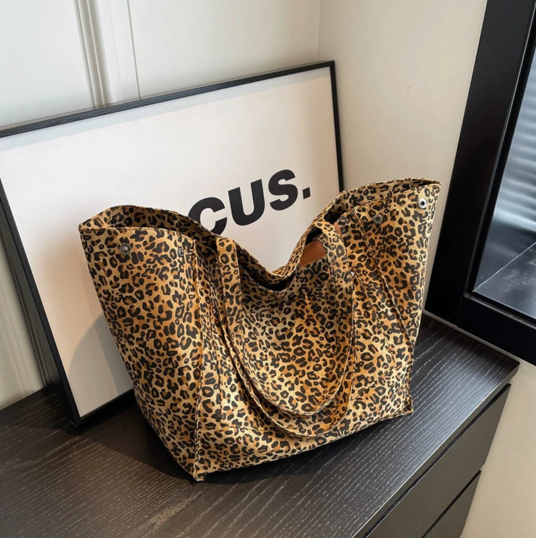 Jumbo Leopard Prints Shoulder Canvas Bags