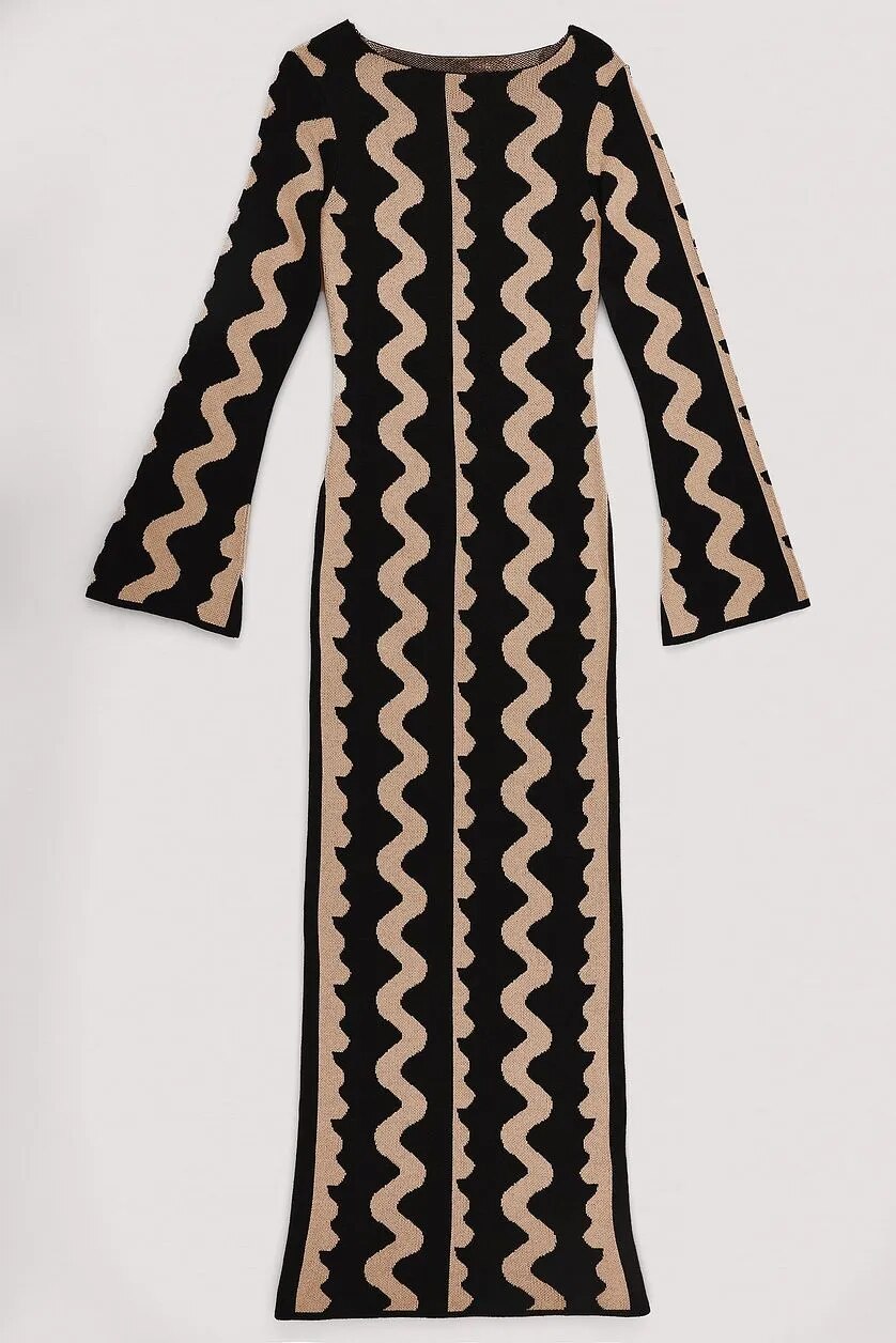 Aili Pattern Prints Bodycon Maxi Dress