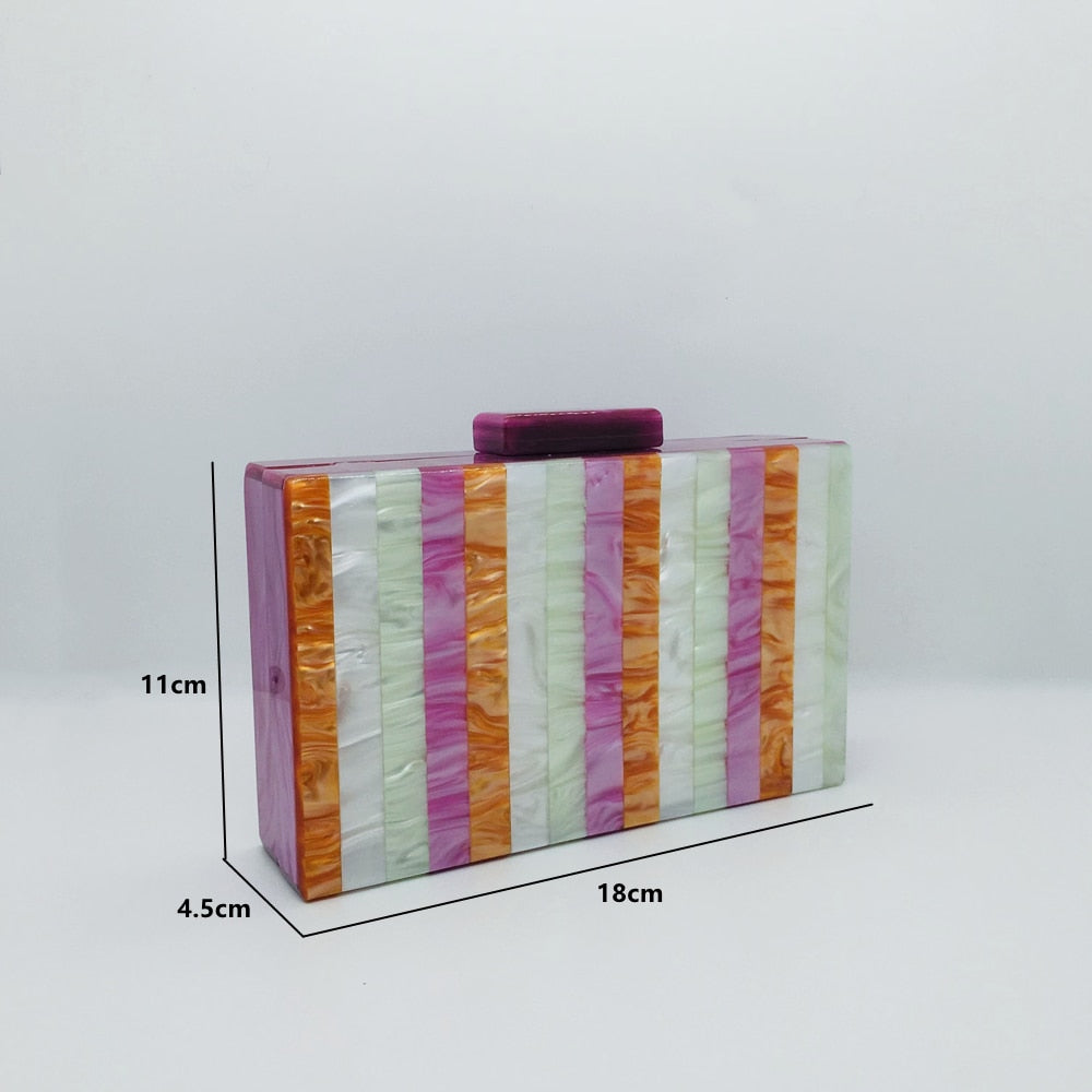 Seria Striped Marble Acrylic Evening Box Clutch
