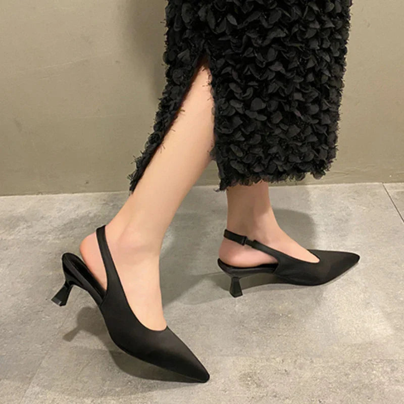 Fashion Slip-on Summer Solid Office Career Pointed Toe Low Heel Pumps
