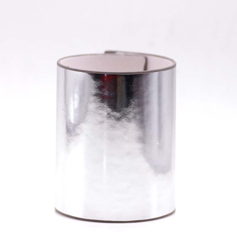 Silver Metallic Cylinder Leather Bracelet