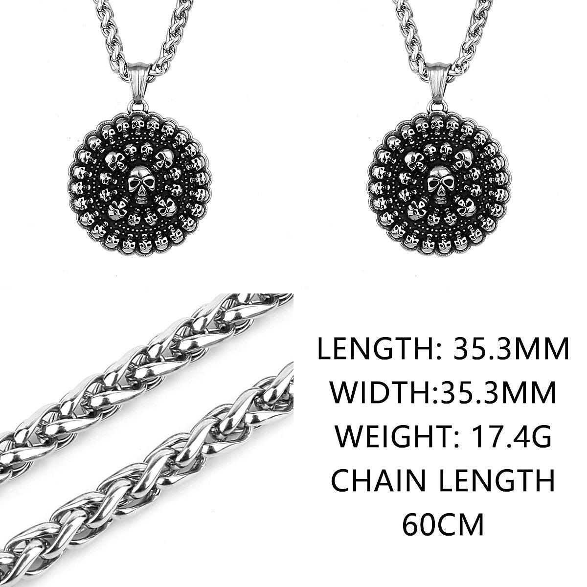 Skeleton Ghost Head Round Personality Necklace