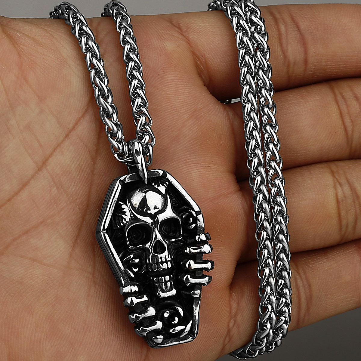 Skull Head & Hands Necklace