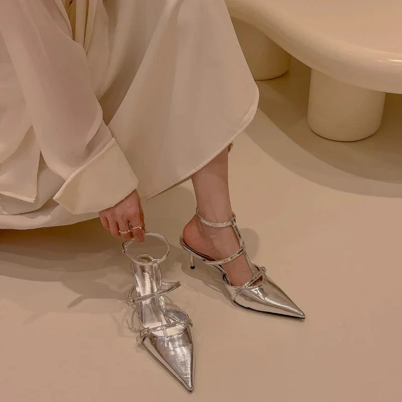 Comfortable Solid Buckle Elegant New Summer Fashionable Low Heel Pumps