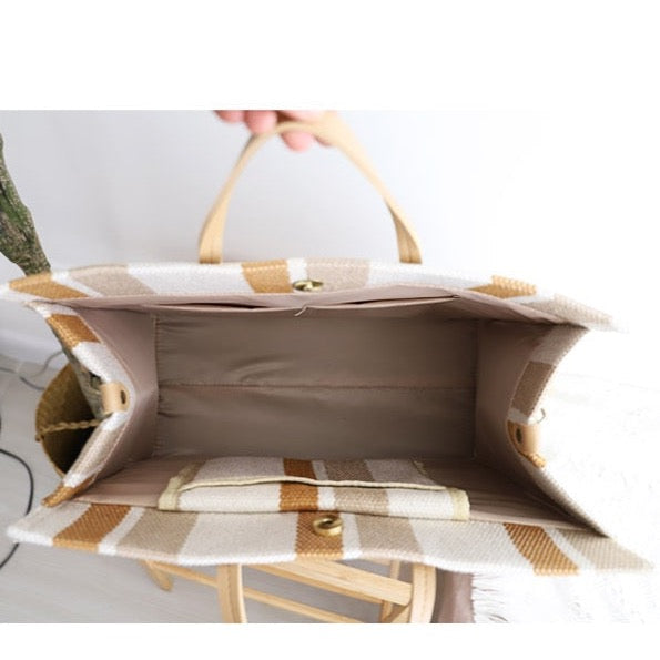 Striped Canvas Shopper Totes - 3 Colors