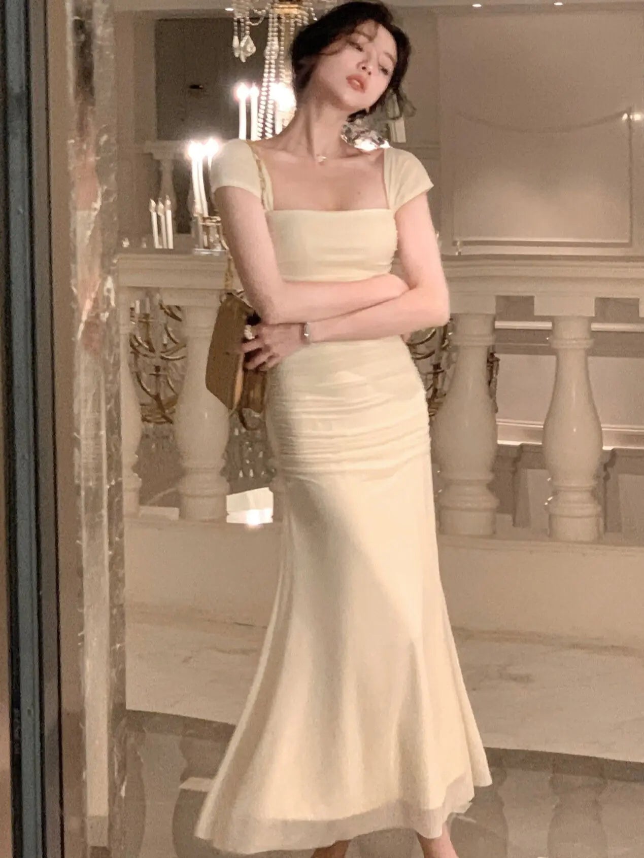 Summer New Elegant Vintage Bodycon One Piece Midi Dress