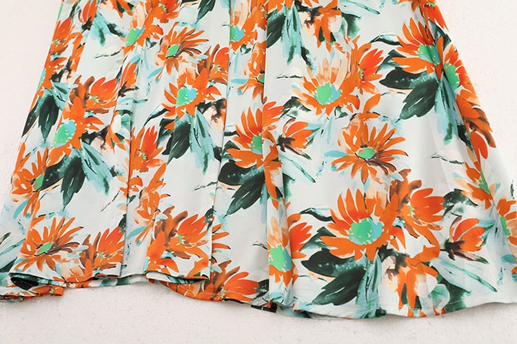 Sunflower Prints Maxi Flare Skirts