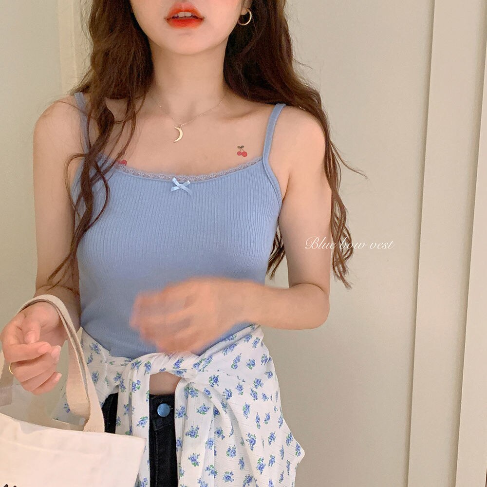 Sweet Bow Lace Off Shoulder Basic Knitted Top