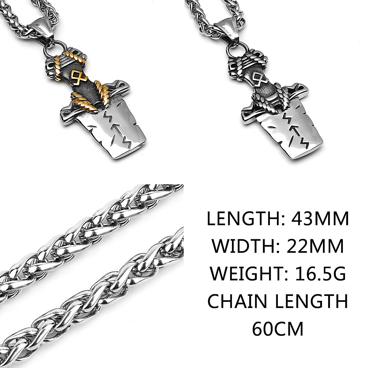 Sword-Stone Double-Sided Rune Necklace