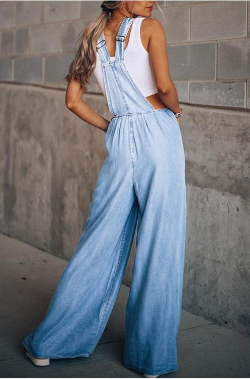 Tara Flowy Denim Overalls - 2 Colors