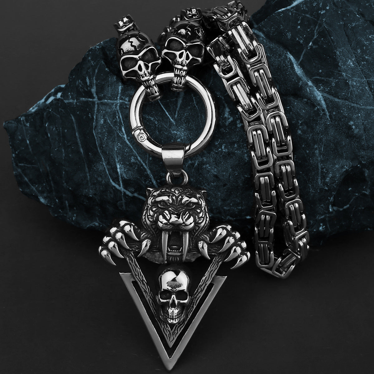 Tiger Head and Ghost Head Necklace