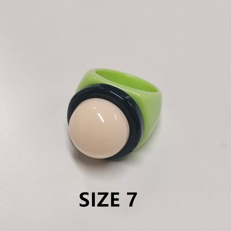 Torea Colorful Geometric Resin Rings - 6 Colors