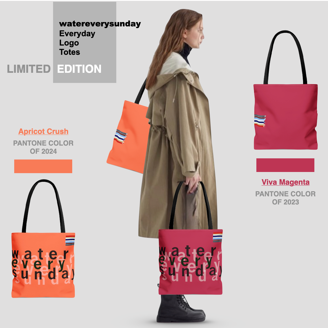WATEREVERYSUNDAY Basic Logo Everyday Tote - Brownie