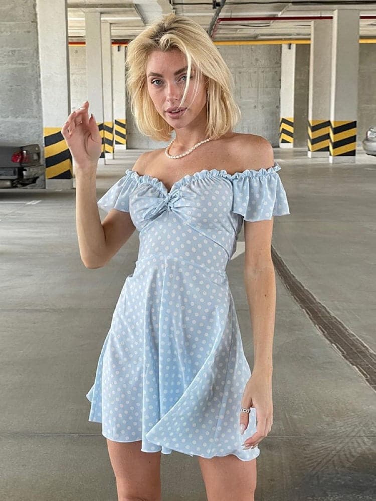 Dress Stylish Polka Dot Ruffles Mini Dress