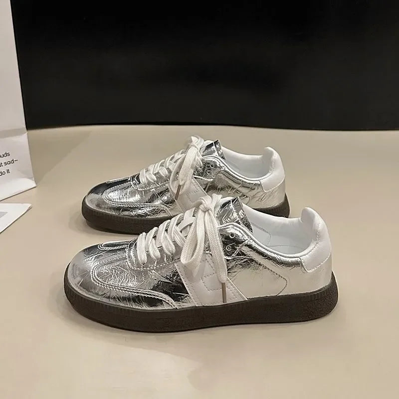 Leather Outdoor Casual Fashion Platform Vulcanized White Flats Tennis Skateboard