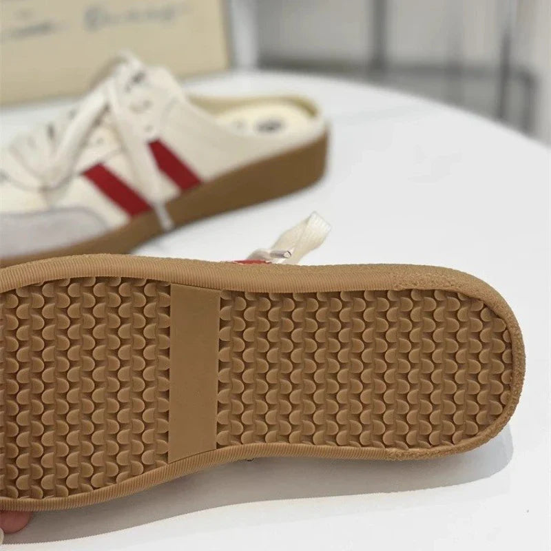 Mules Slides Shoes Round Toe Flat Female Footwear Casual Sneakers Clogs Platform Summer Slip On Creeper Baotou slipper