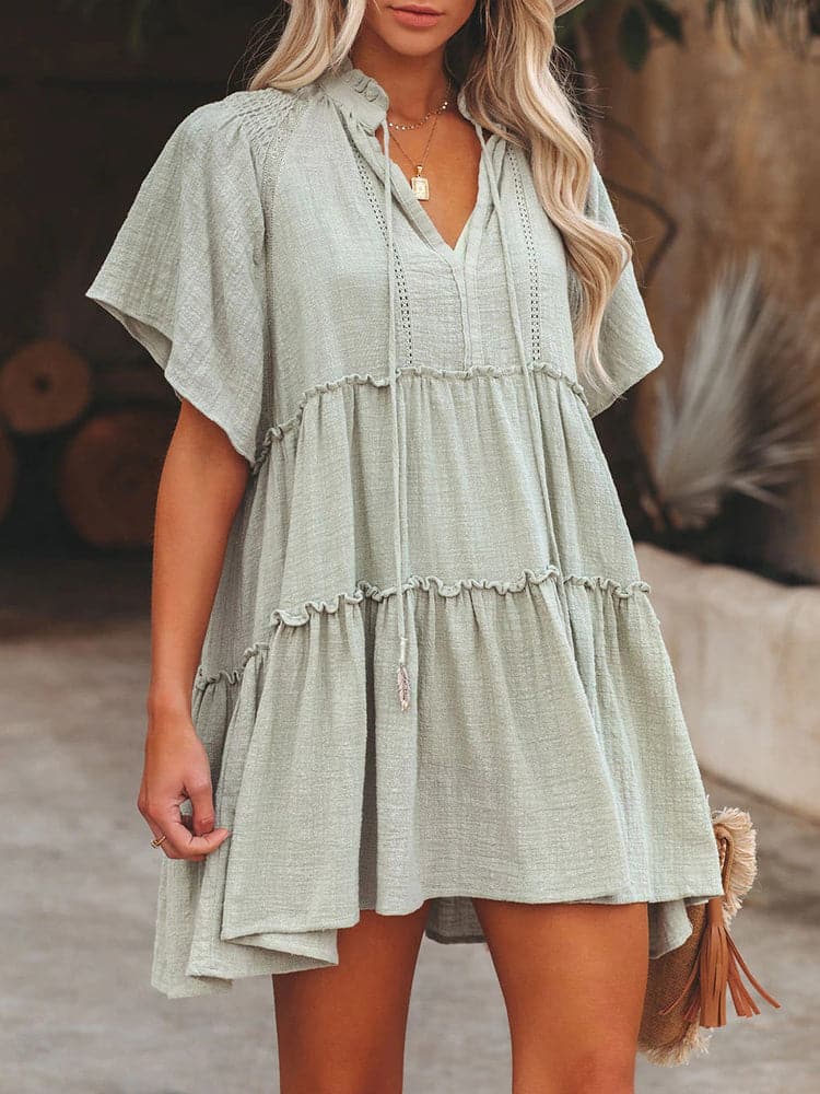 Summer Short Sleeve Solid Loose Dress