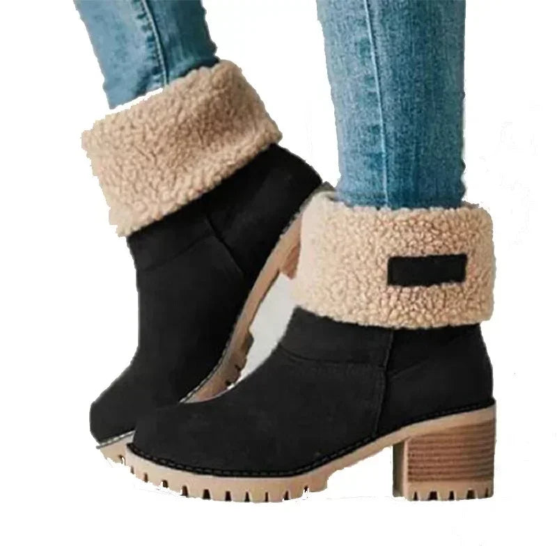 Winter Fur Warm Snow Boots Ladies Warm Wool Booties Ankle Boot Comfortable Shoes Plus Size Casual Mid Boots