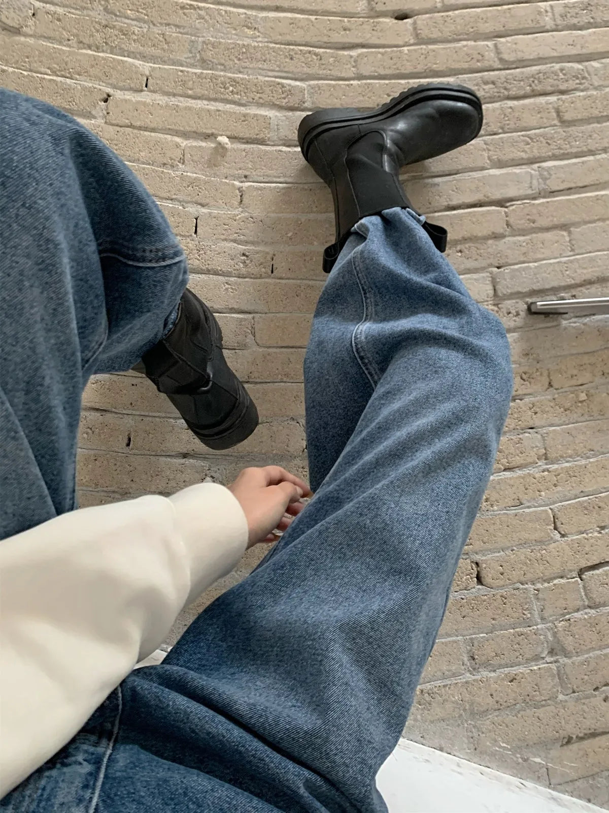 Streetwear Classic Full-Length Denim Pants for Women