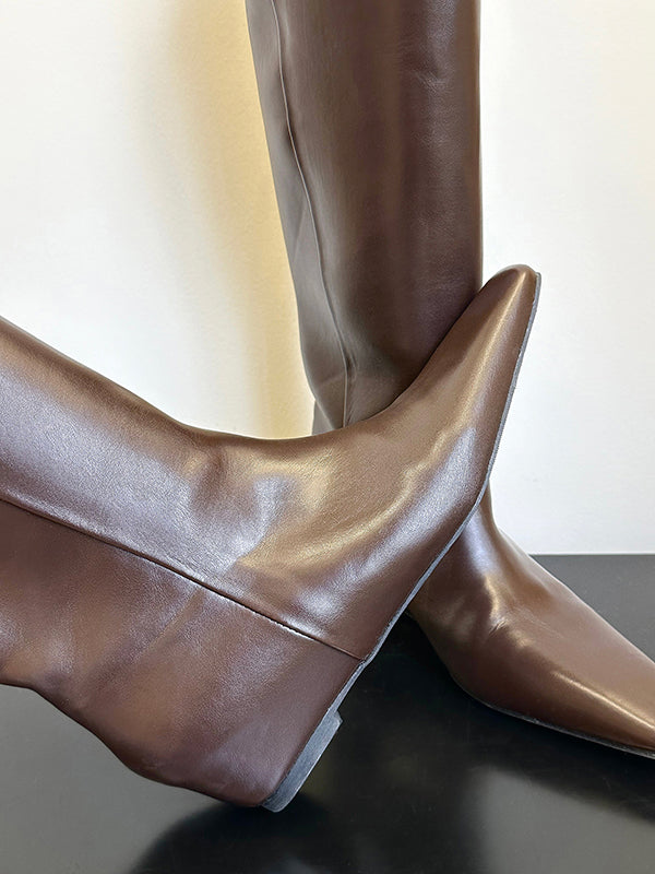 Pointed-Toe Split-Joint Pumps Boots