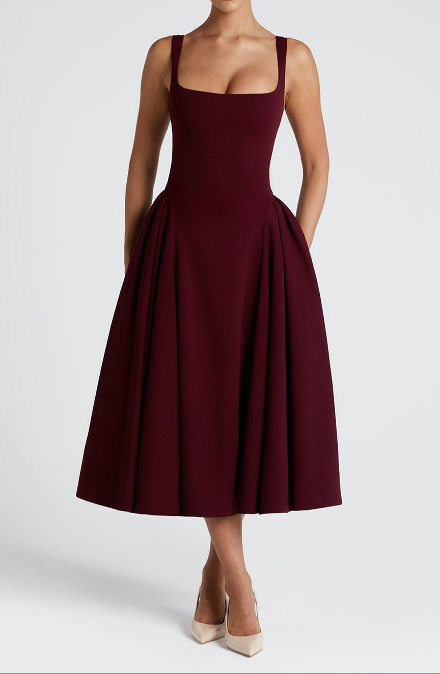 Claudia Midi Dress - Cherry Lacquer