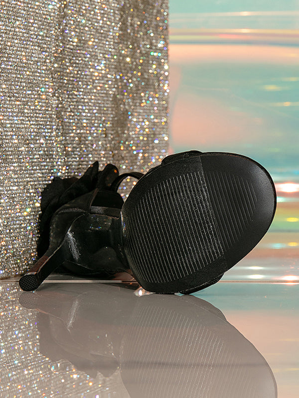 Buckle Three-Dimensional Flower Stilettos Pumps Sandals