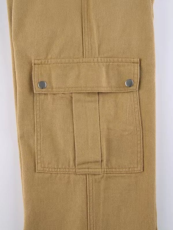 Brown Classic Vintage Cargo Jeans with Pocket