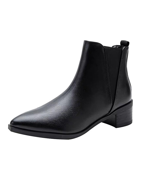 Elasticity Pointed-Toe Solid Color Split-Joint Chelsea Boots Boots