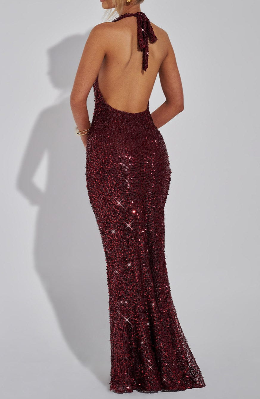 Elsa Maxi Dress - Wine Lined