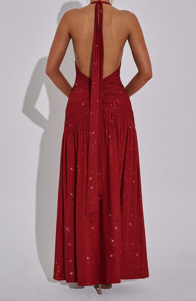 Guadalupe Maxi Dress-Red Sparkle