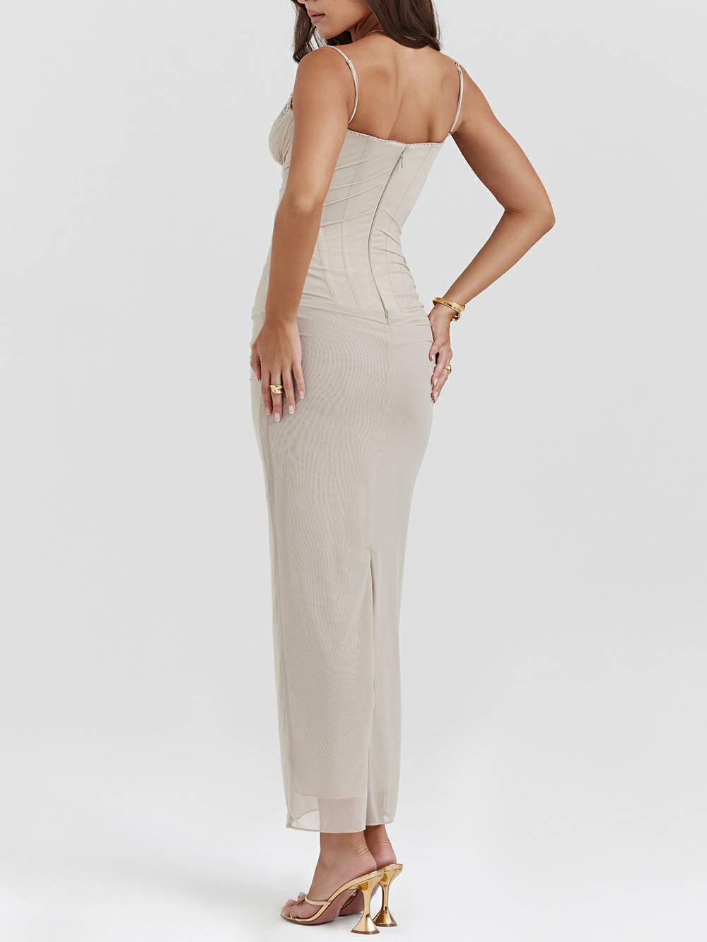Sand Corset Maxi Dress